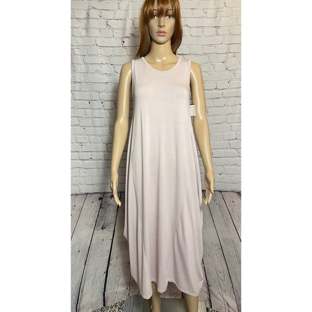 NWT New MADE IN ITALY Light Pink Scoop Bottom Jersey Midi Dress One Size